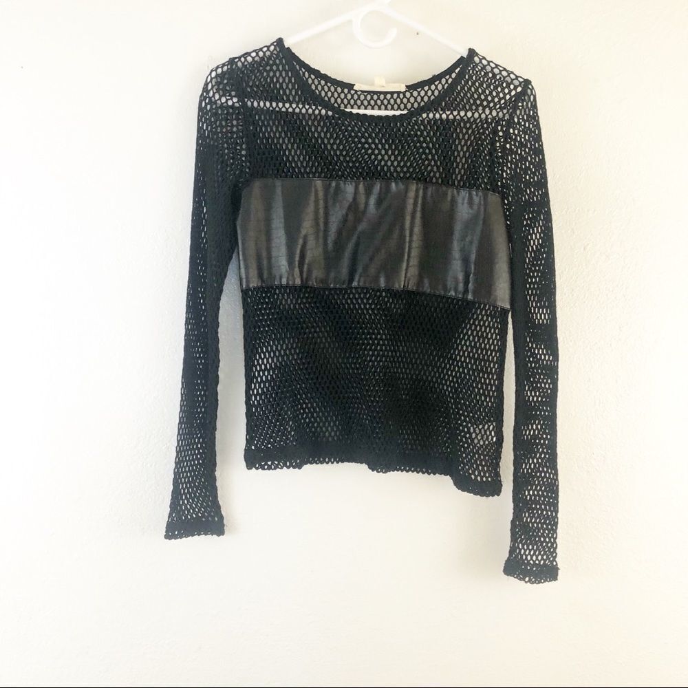 Hot and delicious black Net mesh long sleeve gothic top size S